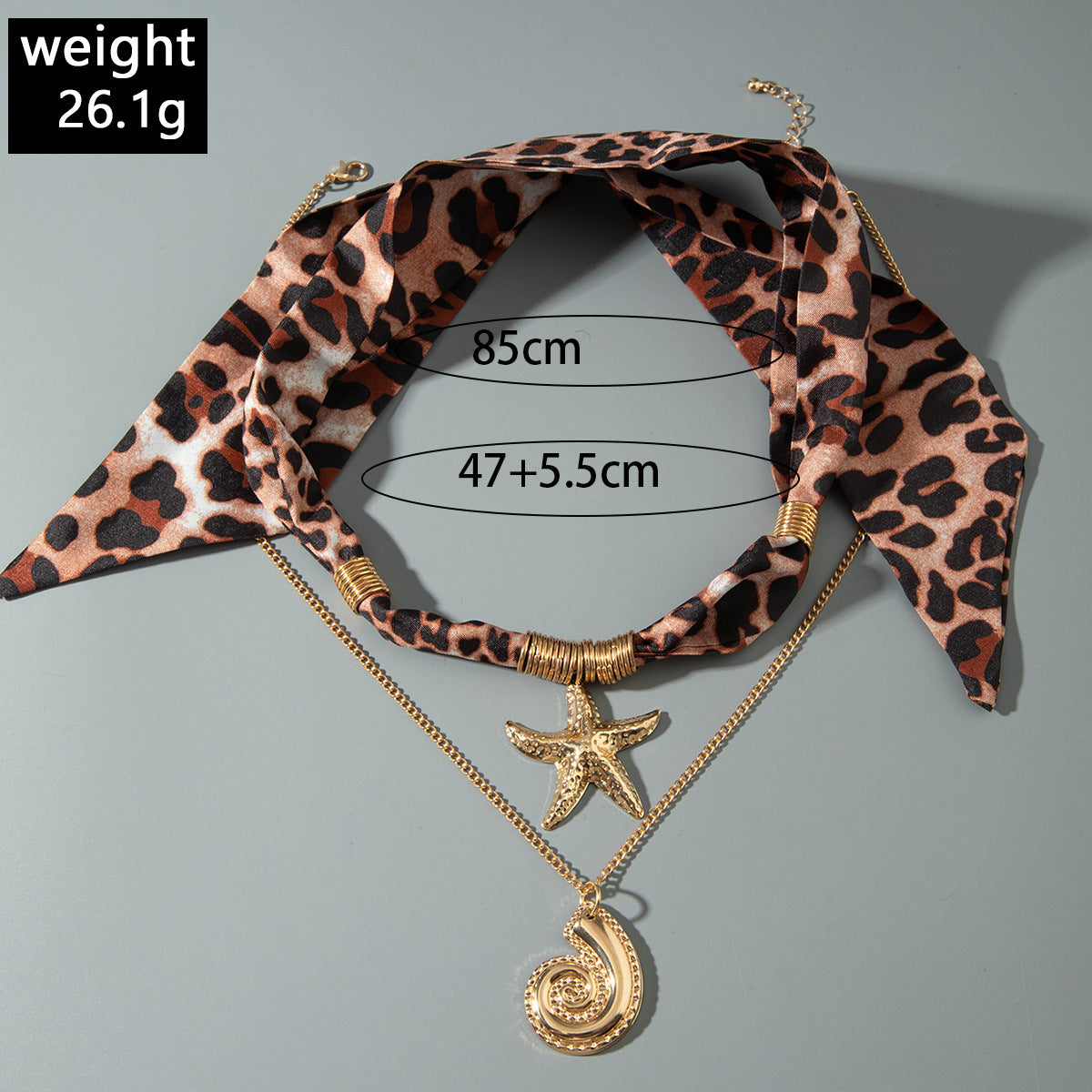 European and American Style Ocean-themed Cross Conch Starfish Pendant Leopard Print Exaggerated Necklace Collarbone Chain Jewelry - 图片 82