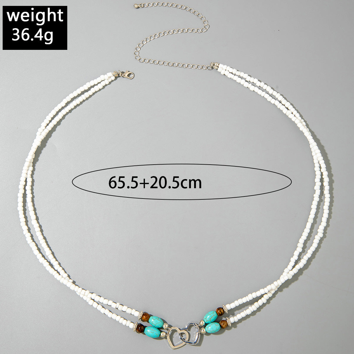 Wholesale Bohemian Vacation Style Rice Bead Turquoise Jewelry Set Metal Heart Jewelry - 图片 23
