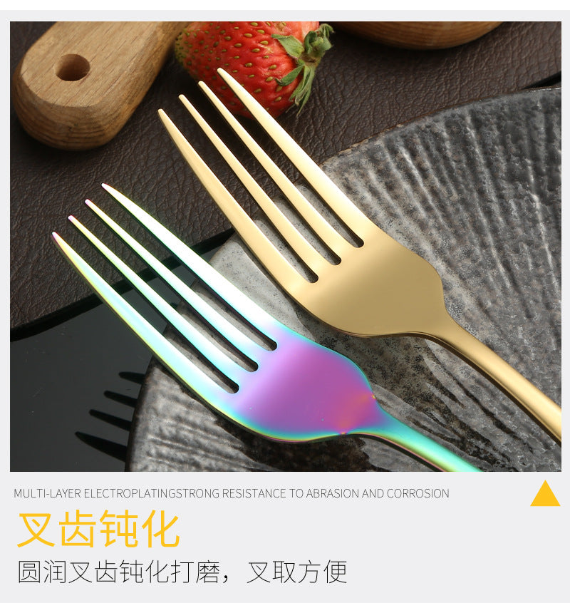 410Stainless Steel Cutlery Western Food Square Handle Knife Fork Spoon4Gift Set Cutlery Set Steak Knife Fork Spoon - 图片 20