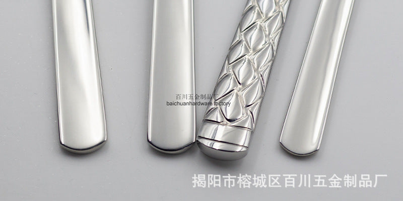304Stainless Steel Knife Fork Spoon Thickened Forged Relief Tableware Western Steak Knife Fork Dessert Spoon4Piece Suit - 图片 19