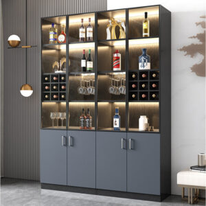 Apartment Wall-Mounted Sideboard Double-Door Wine Rack Storage Cabinet for Hotel Projects and Home Use LED Wine Cabinet
