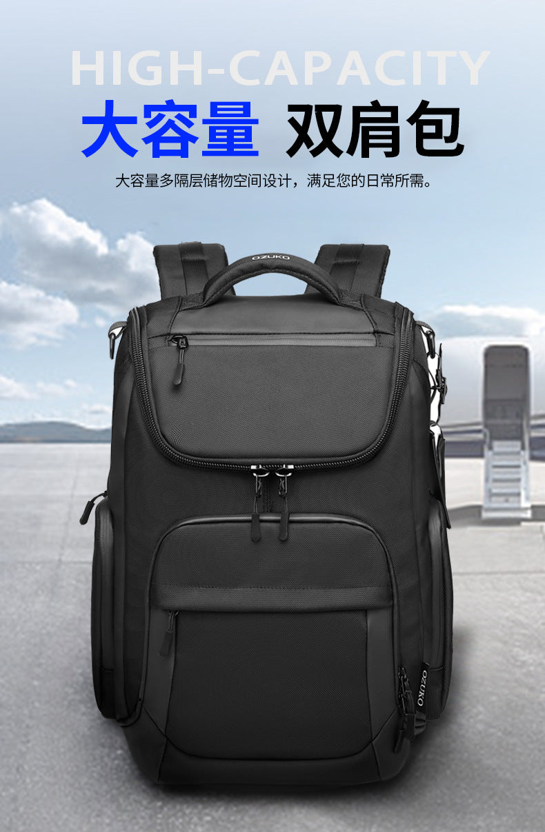 OZUKO Business Backpack Men's Commuting Large Capacity Computer Bag Travel Backpack High-end Waterproof School Bag - 图片 8