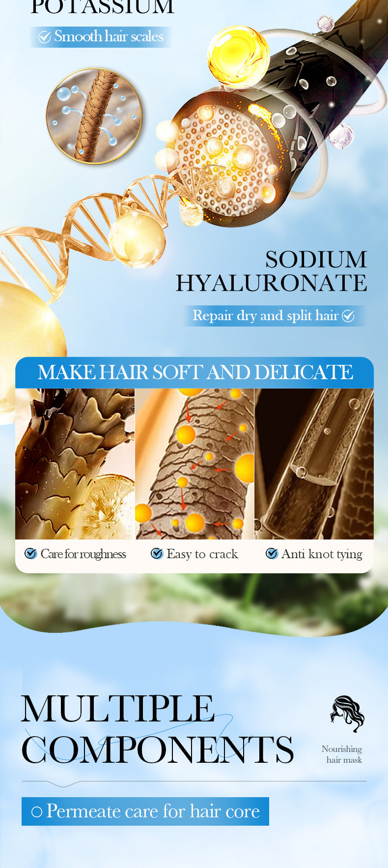 Avocado Smooth and Nourishing Hair Mask SADOER Cross-border foreign trade wholesale of frizz improvement conditioner - 图片 11