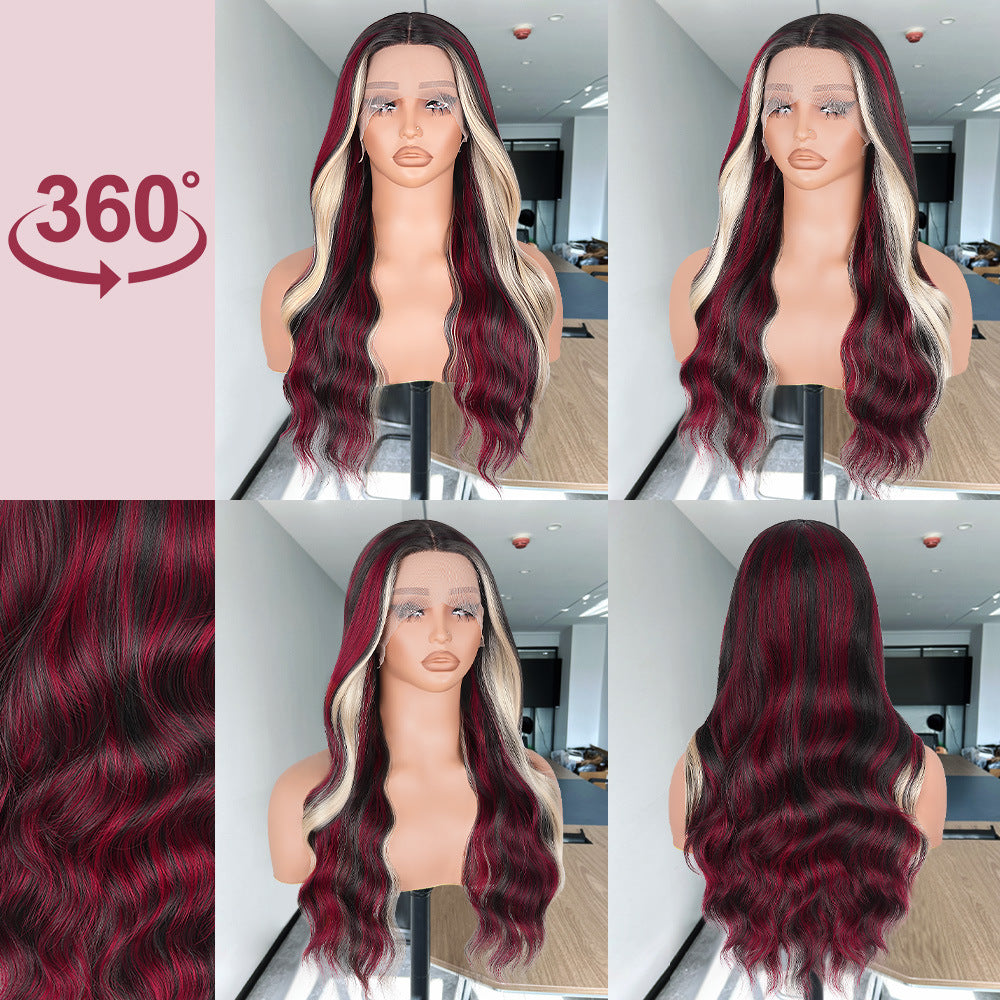 Red Black Highlight Wig 13X4 Synthetic Lace Front Wigs - 图片 11