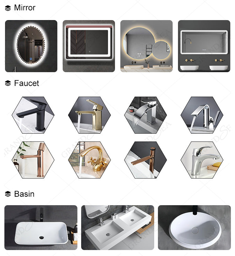 Factory Price PVC Bathroom Vanity Cabinet With Aluminum LED Mirror Cabinet New Design PVC Bathroom Vanity With Ceramic Basin - 图片 20