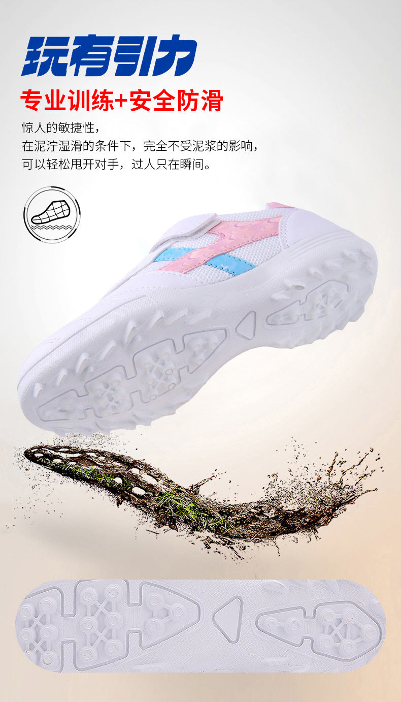 New football shoes for men and women with Velcro for children TF Broken Nail Style Youth Student Grassland Flat Training Shoes - 图片 33