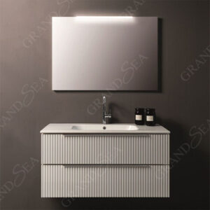 Factory Price PVC Bathroom Vanity Cabinet With Aluminum LED Mirror Cabinet New Design PVC Bathroom Vanity With Ceramic Basin
