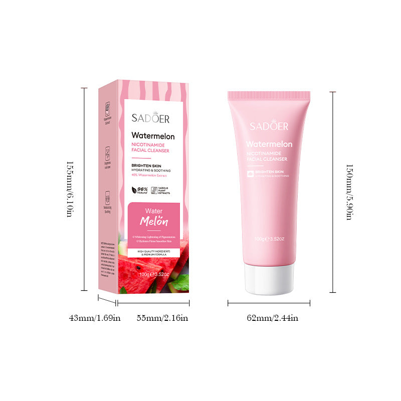 Niacinamide Watermelon Facial Cleanser SADOER Deep Cleansing Facial Cleanser Cross-Border Wholesale - 图片 5