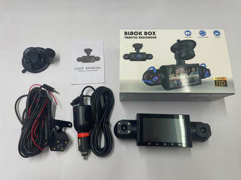 Dash Cam with Four Lenses1080P High-definition infrared night vision four-record simultaneous display dash cam DVR - 图片 6