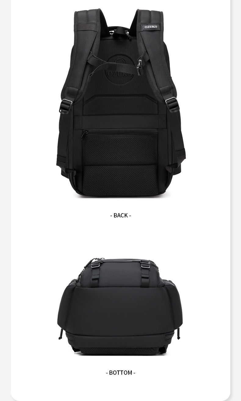 ozuko Business Backpack Men's Large Capacity Waterproof Computer Bag15.6Men's Commuter Backpack with High-End Feel - 图片 23