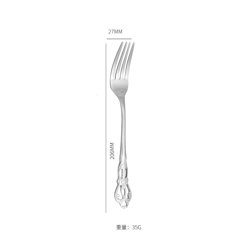 Stainless Steel Cutlery Restaurant Royal Court Knife Fork Spoon Set Hotel Western Cuisine European Retro Relief Steak Knife Fork - 图片 7