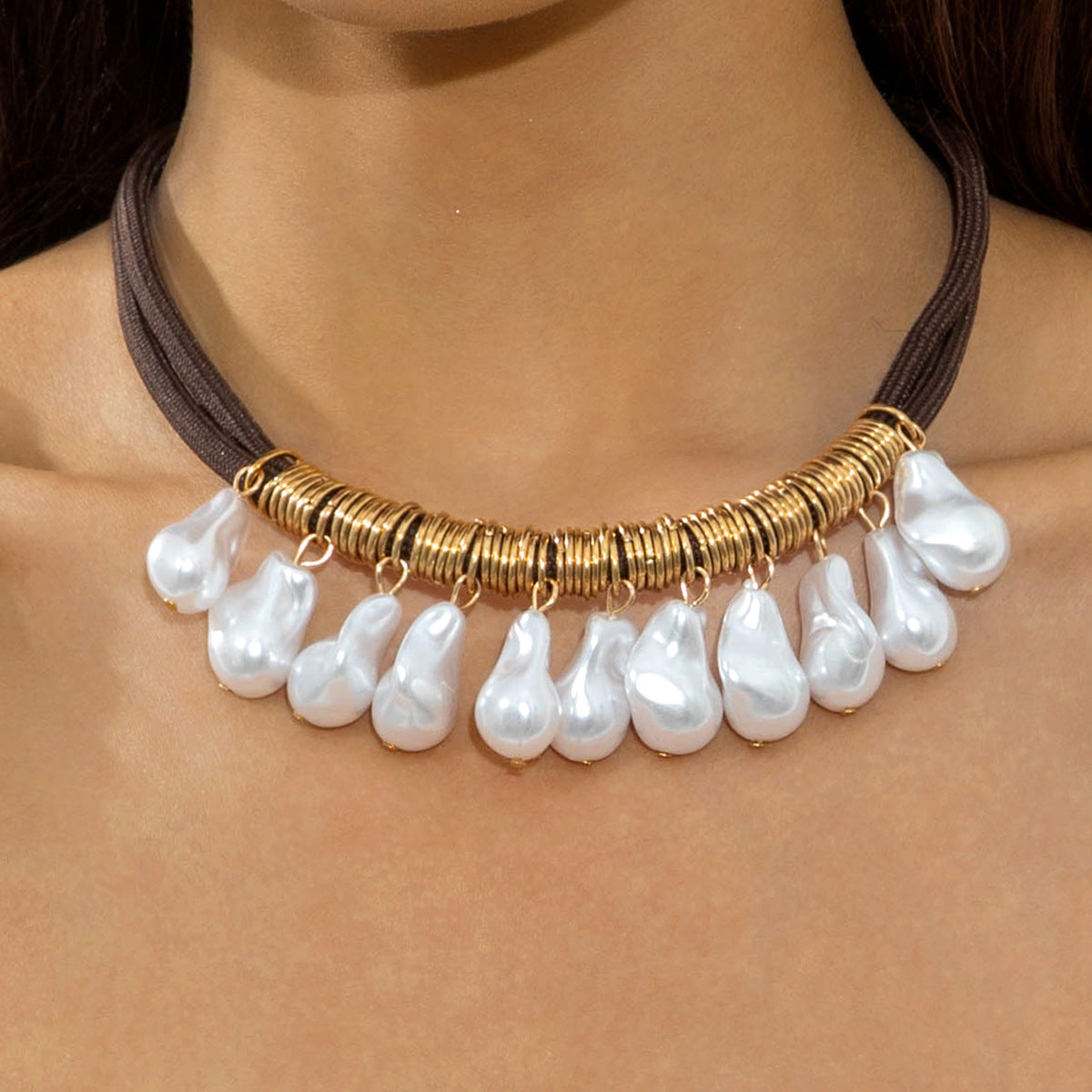 European and American New Style Personality Mesh Round Pendant Necklace for Women Elegant Simple Textured Round Pendant Rope Chain Necklace - 图片 12