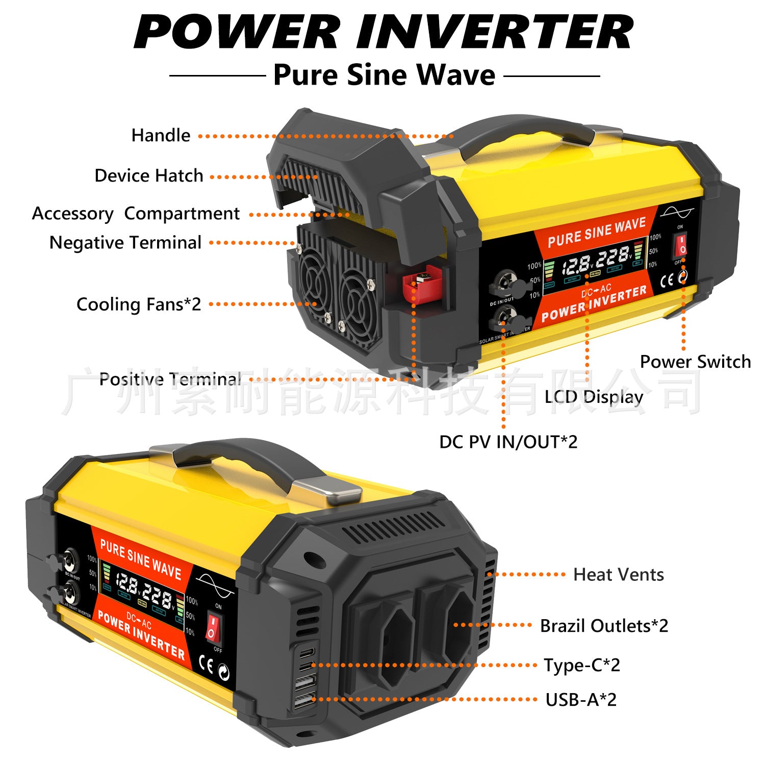 Brazilian Socket Pure Sine Wave Inverter500W/800W/1000W 12V Turn110V/220V Export - 图片 8