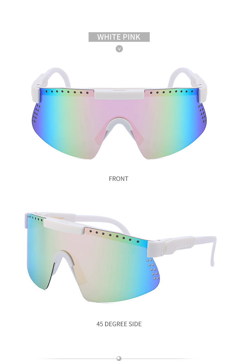 European and American Colorful Sunglasses Outdoor Cycling Windproof Sunglasses Men and Women One-piece Lens Sports Anti-ultraviolet Glasses - 图片 33
