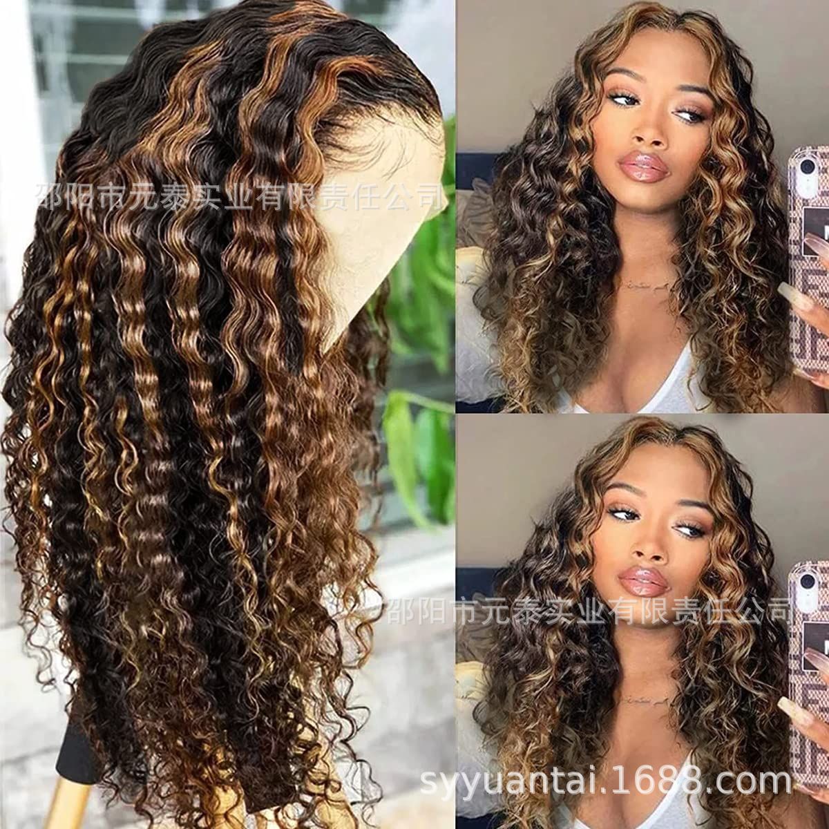 Allove Highlight Ombre Hair Invisible 13x4 Lace Front Wig - 图片 5