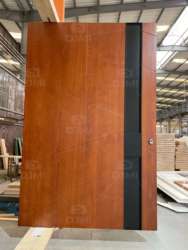 Natural Ash Solid Wood clear Lacquer 3D Irregular Surface Design Modern Front Entry Pivot Door with Long Handle and Smart Lock - 图片 9