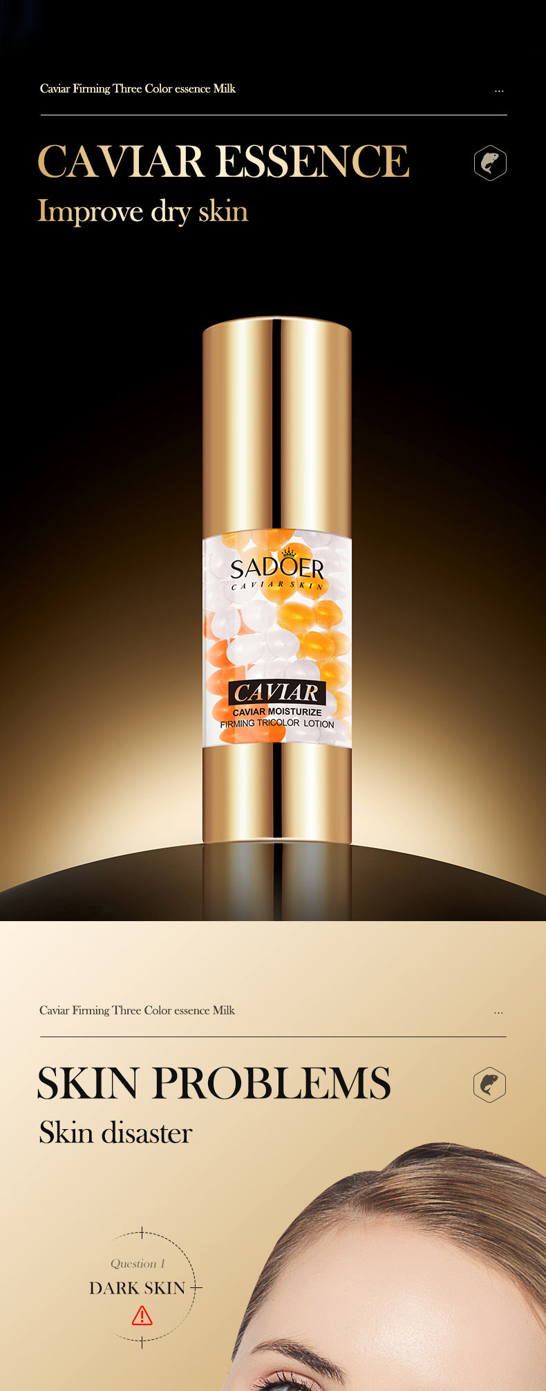 Caviar Essence Milk30mlSADOER Moisturizing and hydrating three-color lotion cross-border foreign trade wholesale - 图片 6