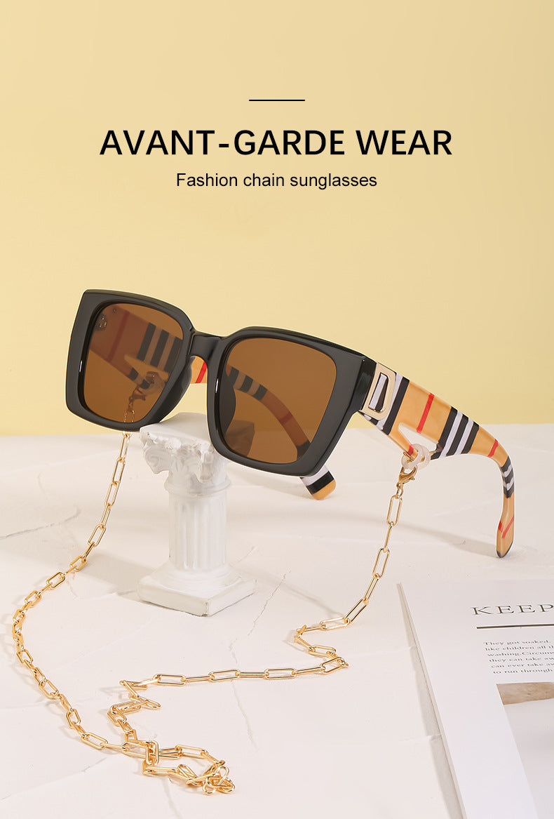 2025New Sunglasses for Women Trendy New European and American Fashion Chain Square Frame Sunglasses for Women Necklace Pendant sunglasses - 图片 20