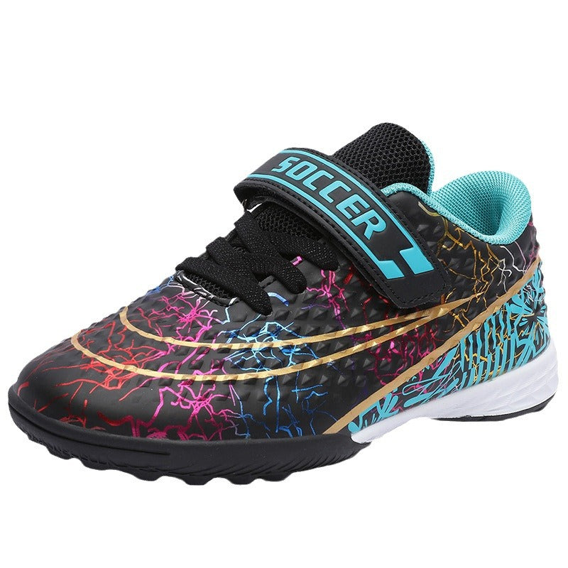 New Football Shoes for Men and Women, Children's Low-top Anti-collision Spike Magic Tape No-tie Grass Training Sports Shoes - 图片 5