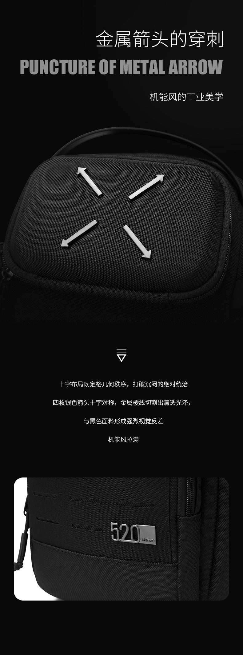 ozuko Men's Chest Bag Crossbody Bag High-end Waterproof Large Capacity Trendy Men's Shoulder Bag Commuting Portable Bag - 图片 13