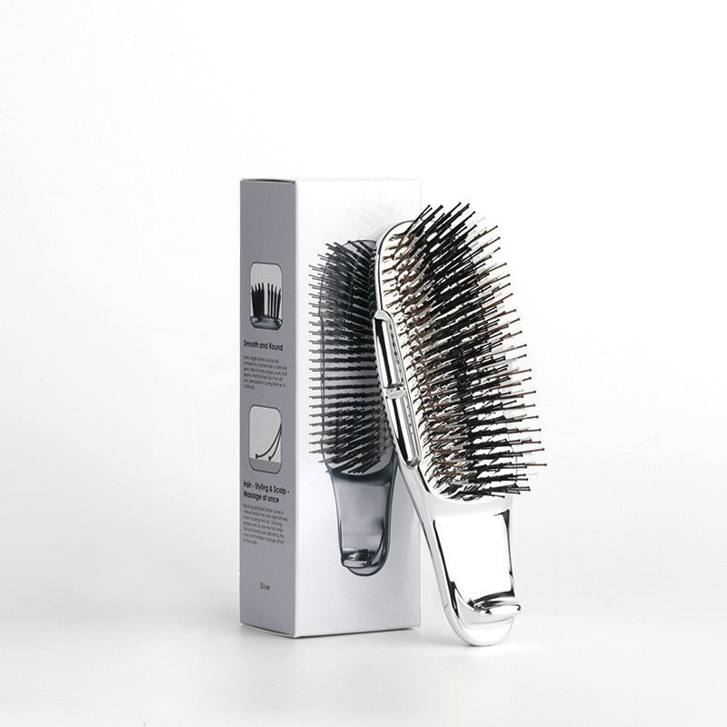 Cross-Border Electroplated Meridian Massage Comb Round Bead Three-Stage Comb Teeth Smooth Hair Anti-Tangle Dry and Wet Dual-Use Fine Needle Portable Comb - 图片 16