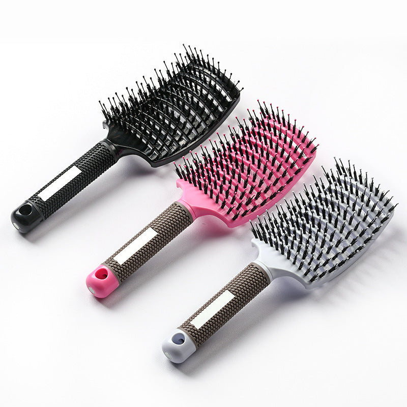 Large Curved Comb, Ribbed Hair Comb, Boar Bristle Curved Massage Comb, Nine-Row Comb, Styling Curling and Smoothing Comb, Cross-Border - 图片 20