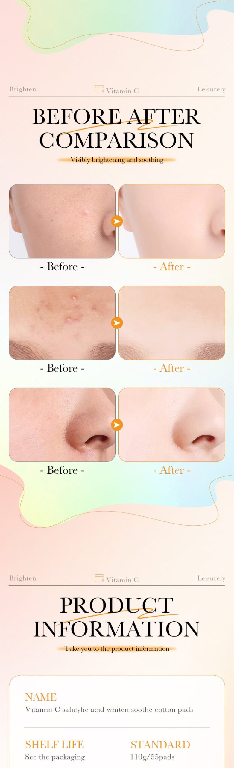 Vitamin C Cotton Sheet SADOER Salicylic Acid Whitening and Rejuvenating Mask Cross-Border Wholesale - 图片 13