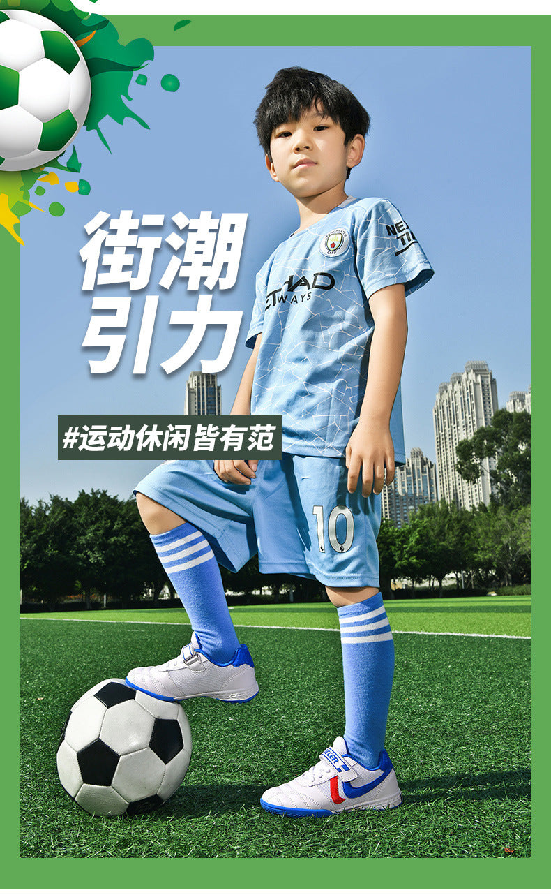 New football shoes for men and women with Velcro for children TF Broken Nail Style Youth Student Grassland Flat Training Shoes - 图片 8