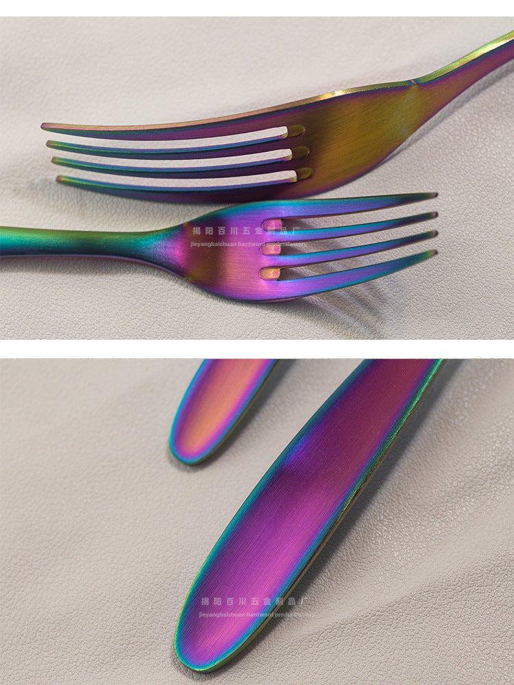 304Stainless Steel Knife Fork Spoon Set Western Tableware Hotel Heavy Sanding Wholesale Steak Knife Tea Spoon Classic Style - 图片 14