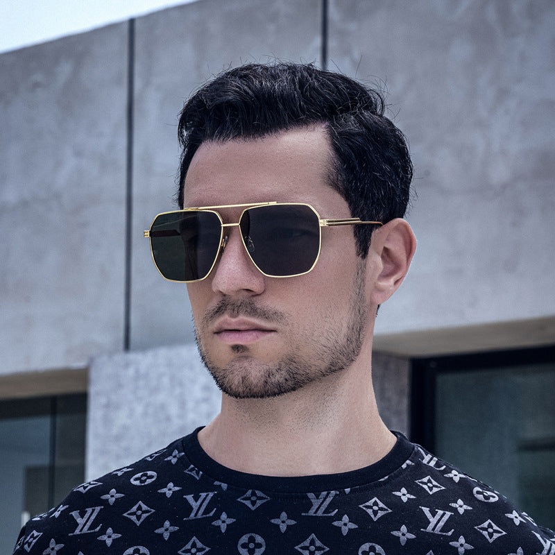 Men's Retro Double Bridge Sunglasses shades Europe and America ins Large Frame Sunglasses for Men Trendy Outdoor Cycling Glasses Wholesale - 图片 8