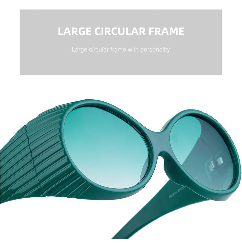 Fashion Catwalk Style Round Frame Sunglasses for Women Trendy High-end European and American Style Internet Celebrity Large Frame Sunglasses for Women Stage Performance - 图片 15
