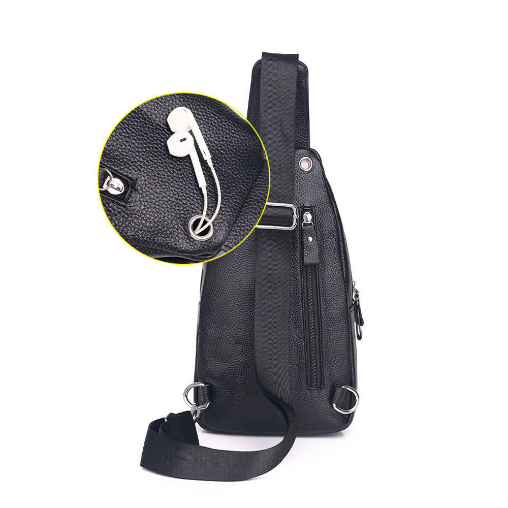 Anti-theft Bag Men's Genuine Leather Chest Bag High-end Security Password Lock Travel Outdoor Crossbody Small Backpack Men's Shoulder Bag - 图片 17