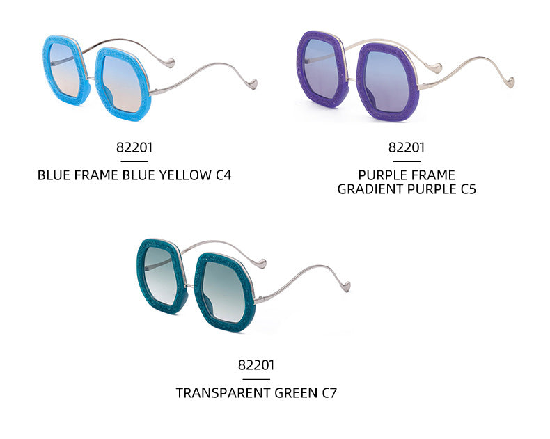 European and American Style Women's Sunglasses with Rhinestones, Irregular Polygonal Large Frame Sunglasses, Trendy High-End Glasses Wholesale - 图片 25