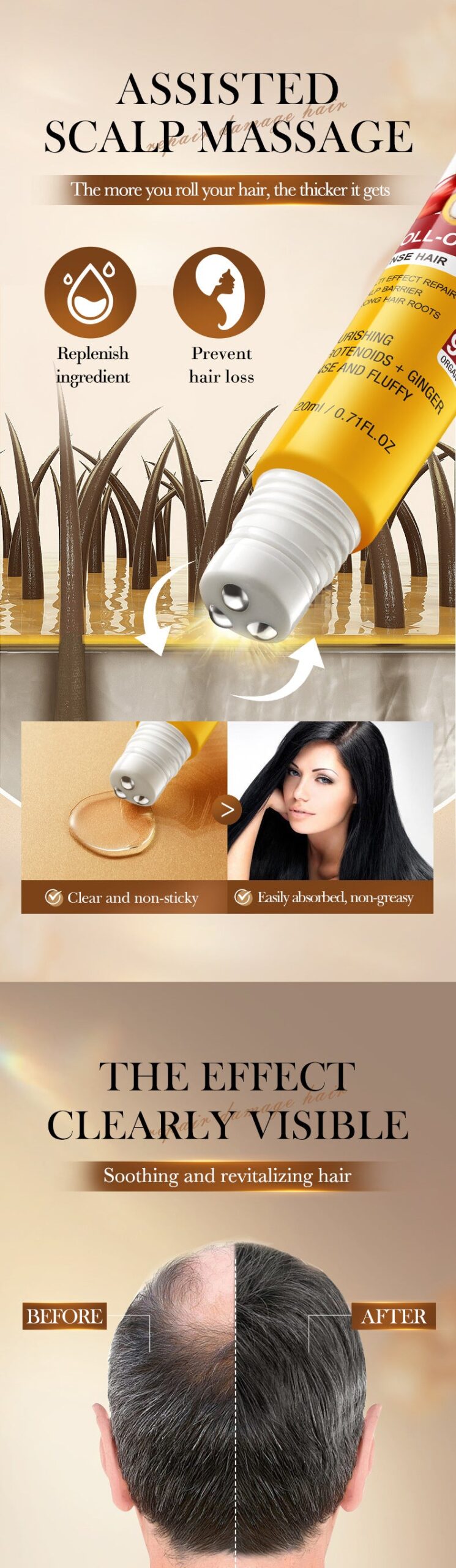 Scalp Conditioner Bataña SADOER Dense Hair Moisturizing Smooth Roll-on Cross-Border Wholesale - 图片 13