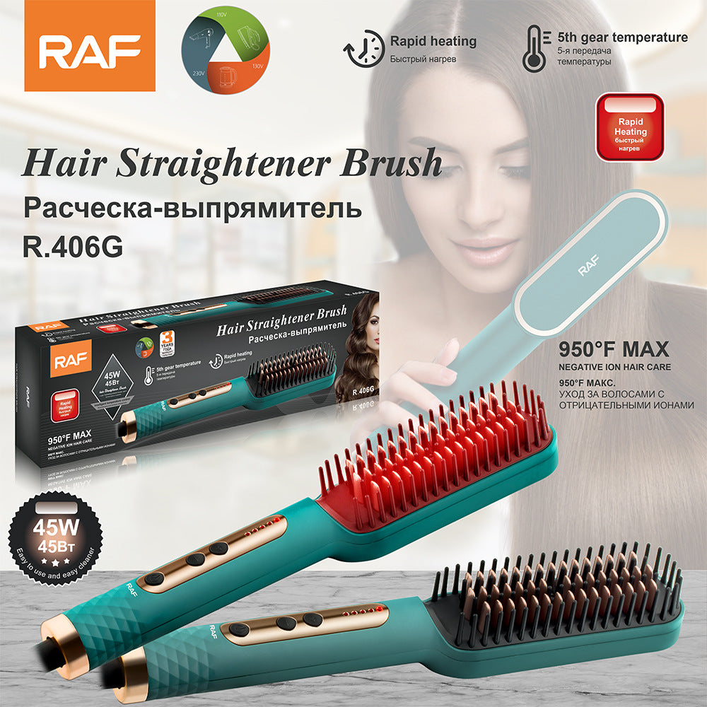 RAF EU Standard Hair Straightening Brush Non-Damaging Hair Straightening and Curling Dual-Use Electric Curling Iron Hair Straightener for Home Use - 图片 4