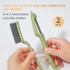 New Multifunctional Fruit and Vegetable Cleaning Tool, Two-in-One Peeler for Potatoes, Fruit Tree Cleaning Brush