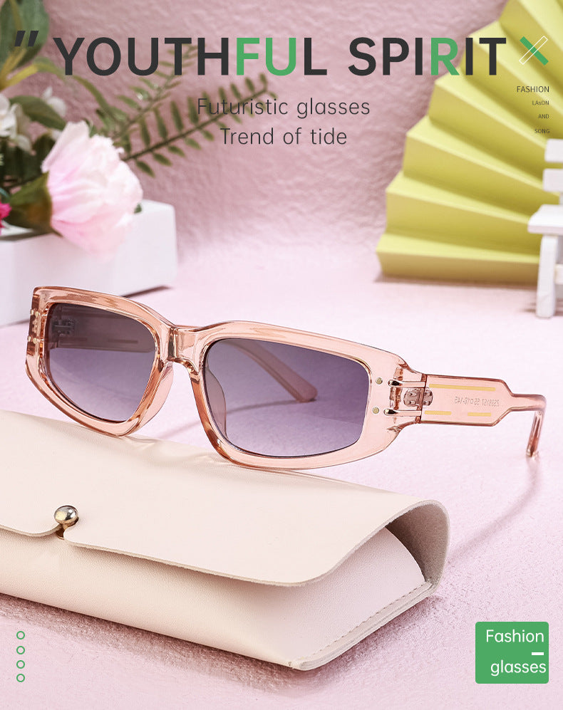 Fashion Square Frame Sunglasses for Women, Sun Protection, High-End European and American Style Small Frame Glasses Wholesale sunglasses Sunglasses - 图片 15
