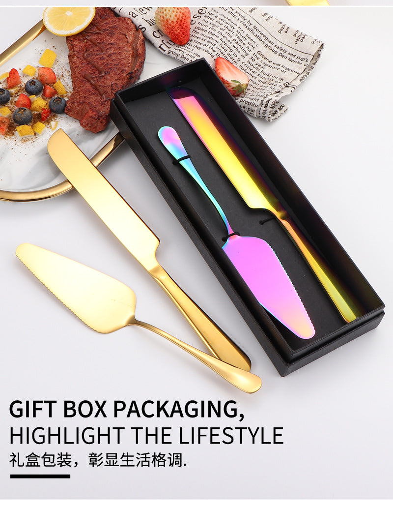 Stainless Steel Cake Knife and Spatula Set for Home Use gold Bread Knife and Spatula Restaurant Pizza Dessert Spatula Baking Utensils - 图片 13