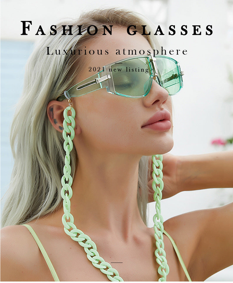 Sunglasses for Women Korean Style Chain Sunglasses Trendy sunglasses European and American Fashion Outdoor Street Style Glasses shade - 图片 13