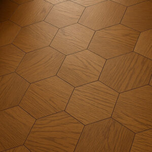 Customizable 12mm Multilayer Hexagon Oak Parquet Flooring | Engineered Oak Wood Floor Geometric Design Waterproof Outdoor