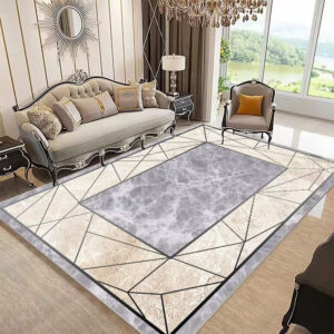 Light Luxury Living Room Carpet Modern Bedroom Full Geometric Carpet Home Simple Line Stain-Resistant Sofa Cushion