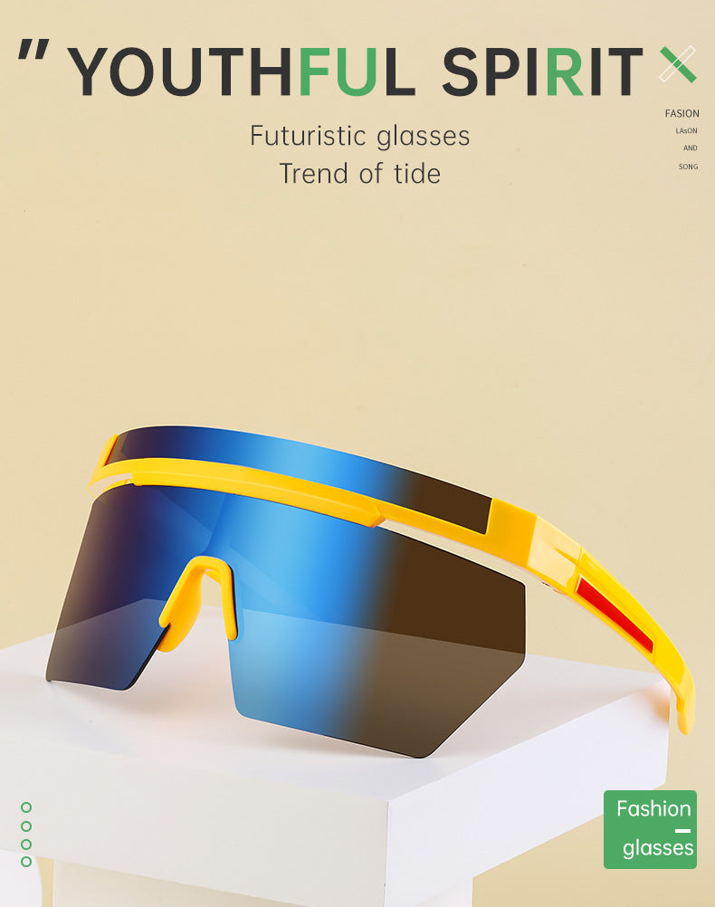 European and American Style Colorful Outdoor Sports Cycling Sunglasses for Women Trendy Fashion One-piece Windproof Sunglasses for Men Wholesale - 图片 8