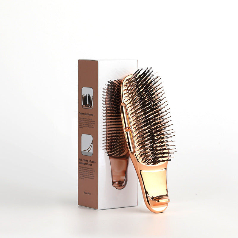 Cross-Border Electroplated Handle Comb Head Meridian Massage Comb Scalp Cleaning Dry and Wet Dual-Use Portable Styling Hair Comb - 图片 6