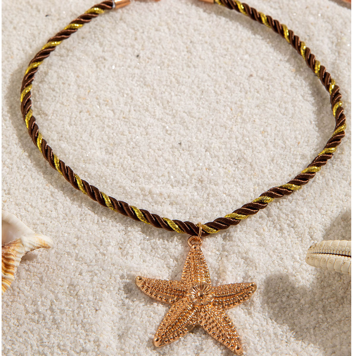 European and American Metal Ocean Style Starfish Pendant Necklace Jewelry Personality Exaggerated Star Beach Vacation Necklace for Women - 图片 7