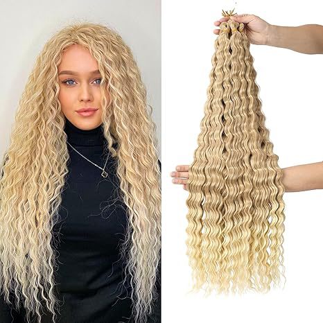 European and American Style Synthetic Hair Domestic Wig Crochet Hair Extensions Curly Hair Piece Deep Wave Bulk hair 30in120g - 图片 16