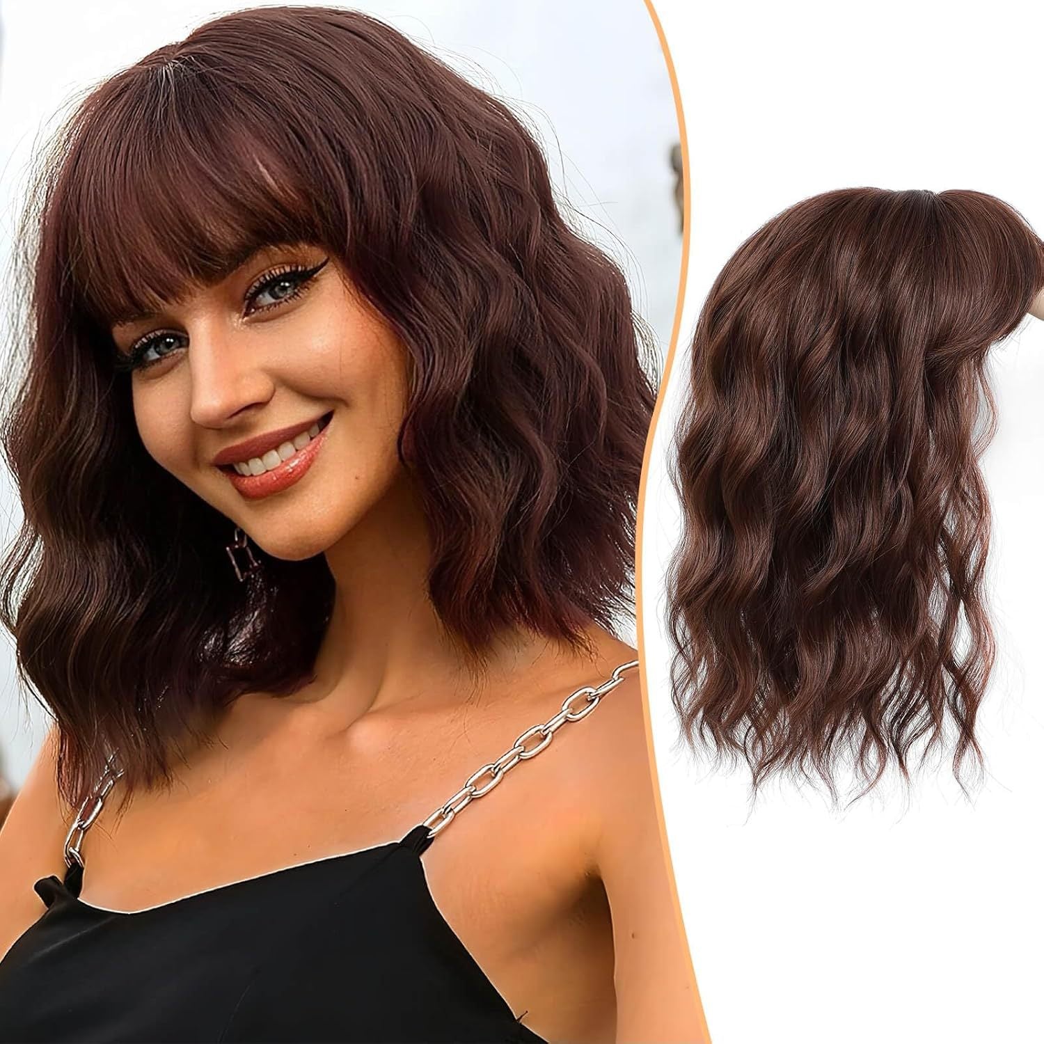 141 Inch European and American Style Synthetic Hair Patch with Bangs to Cover Scalp, Hair Patch water topper - 图片 6