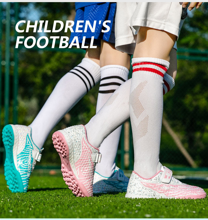 New football shoes for men and women with Velcro for children TF Broken Nail Style Youth Student Grassland Flat Training Shoes - 图片 13