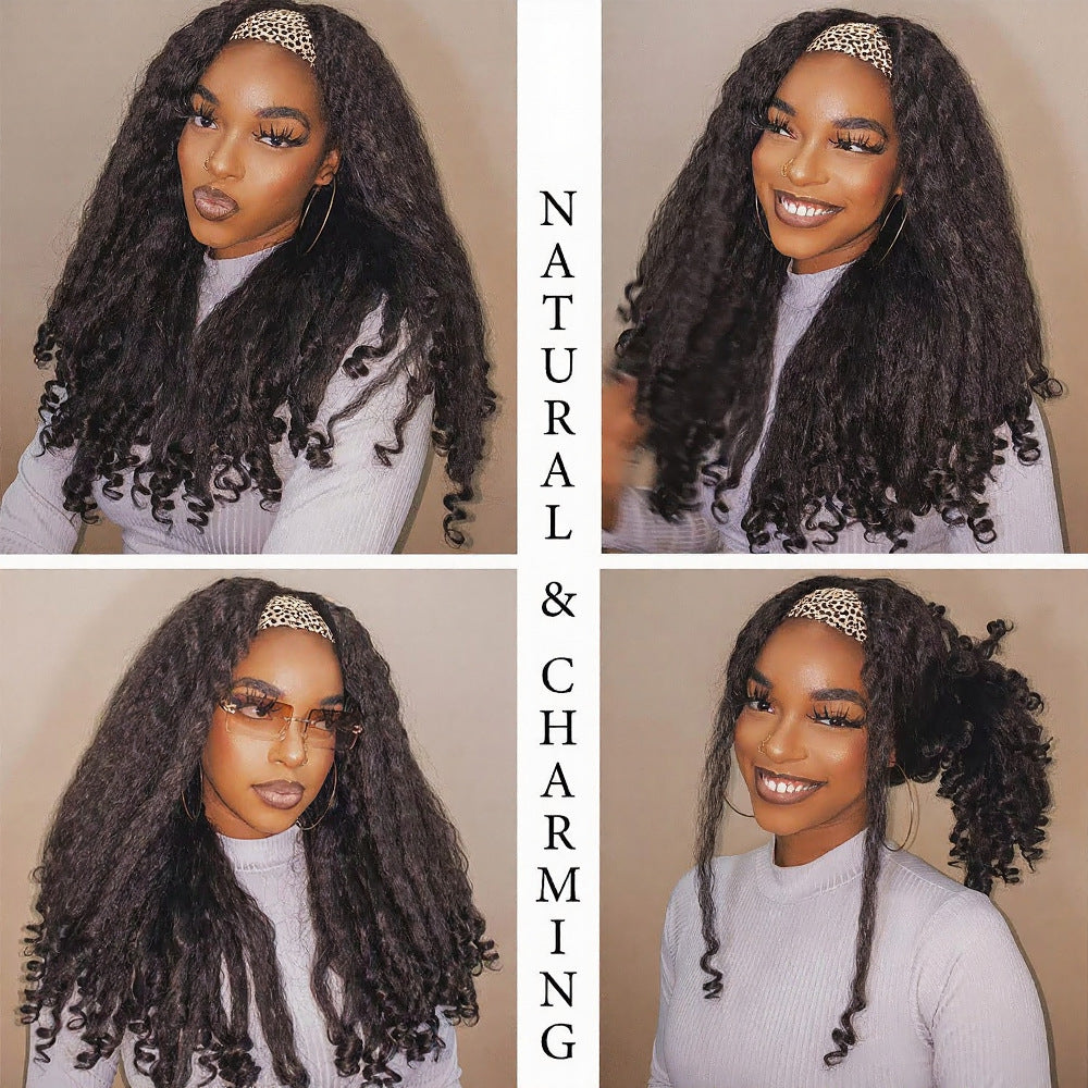 Africa Afro YAKI curly Ribbon Hair Band Curly Hair Chemical Fiber Wig headband wigs - 图片 13