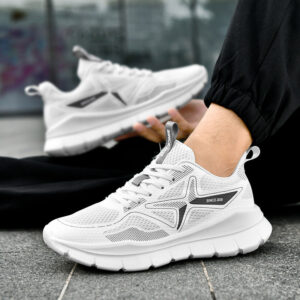 New Thick-Soled Racing Sports Shoes for Middle School Students, High Elastic Running Shoes for Men and Women, Breathable Flyknit Mesh Shoes for Couples