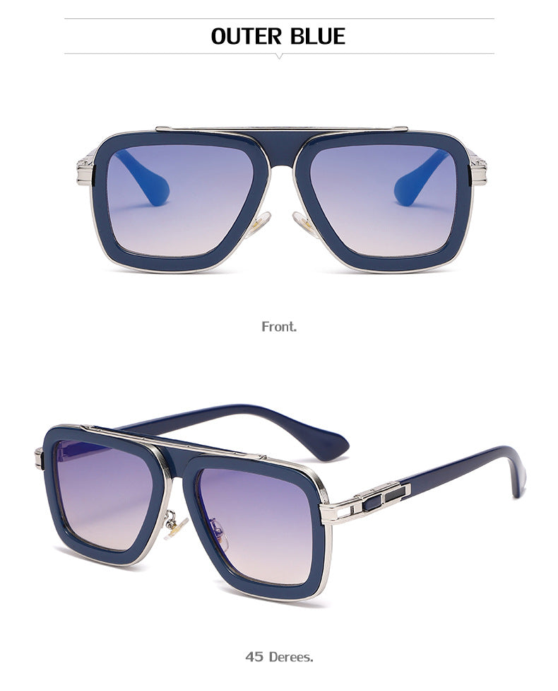 European and American Retro Square Frame Sunglasses for Men, Trendy European and American Punk Style, Internet Celebrity Same Style Sunglasses for Women ins Wind shades - 图片 47